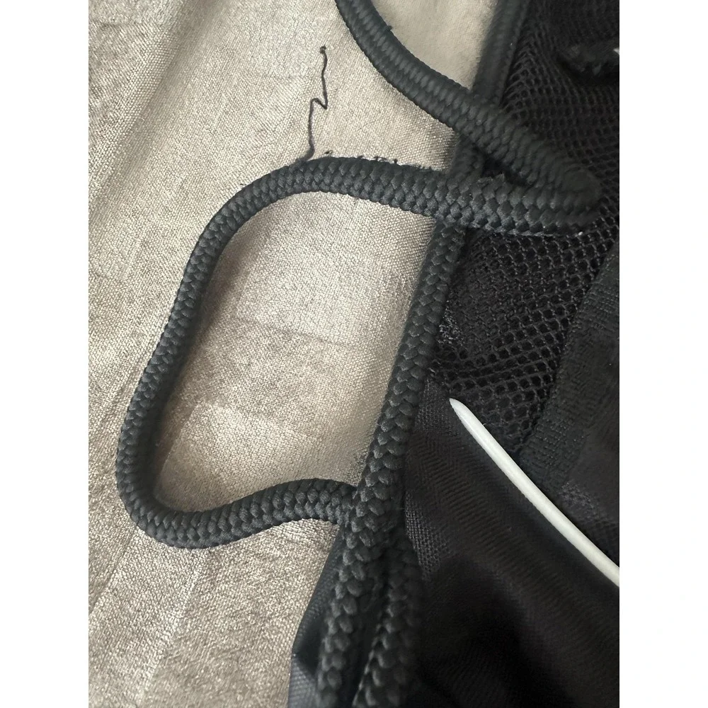 Adidas Drawstring Gym Sack Backpack Black 3 Stripes Mesh Pockets Sports Logo Bag